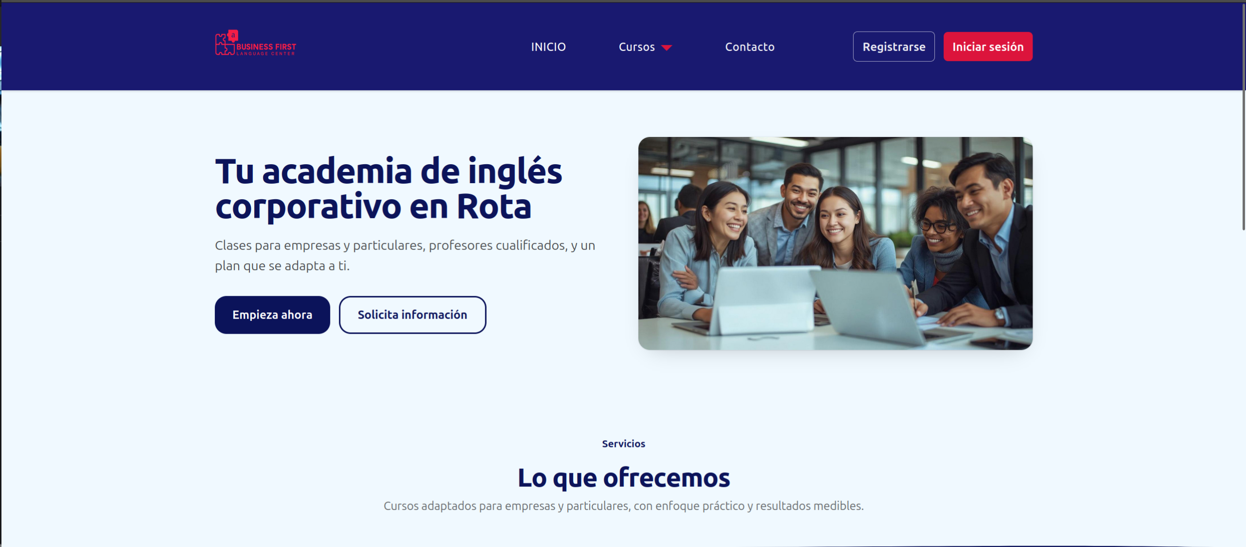 Screenshot of the new Business First Academy platform